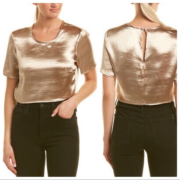 BCBG GENERATION METALLIC CROP TOP GOLD SILK - Picture 2 of 6